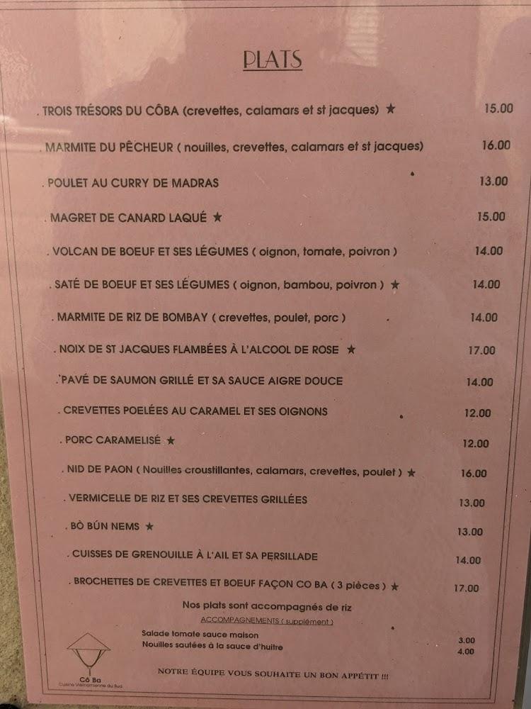 Co Ba - Menu Image 1